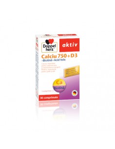 Aktiv Ca 750 mg-D3-Biotina-Acid folic x 30 comprimate,...