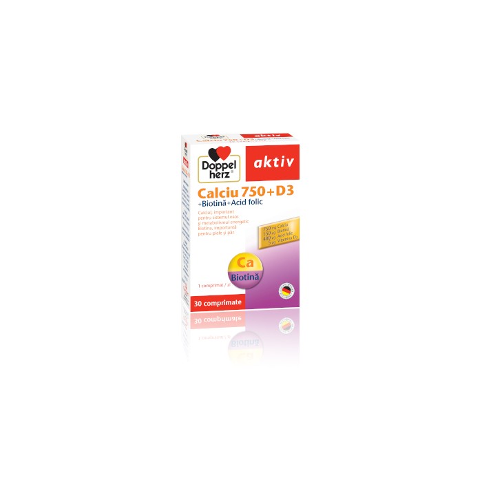Aktiv Ca 750 mg-D3-Biotina-Acid folic x 30 comprimate, Doppelherz