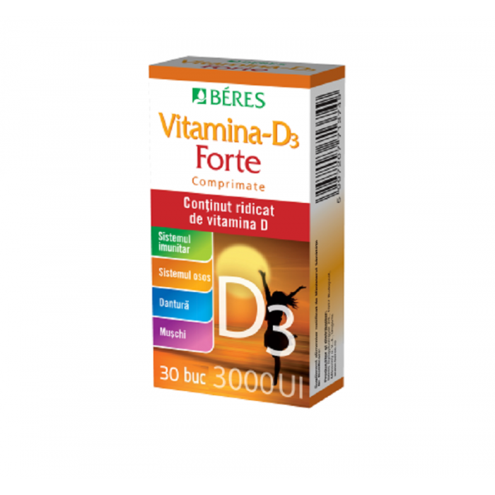 Vitamina D3 Forte 3000UI , 30 cpr, Beres