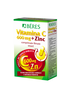 Vitamina C 600 mg cu zinc , 60 cpr film, Beres