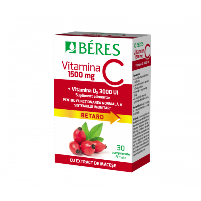 Vitamina C 1500mgVit D3 3000UI,30 cpr, Beres