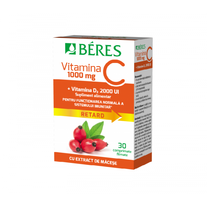 Vitamina C 1000mgVit D3 2000UI,30 cpr, Beres