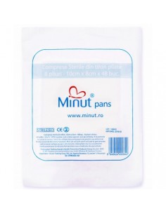 Comprese sterile pliate, 10x8 cm, Minut