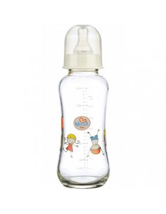 Biberon Sticla 250ml, Cu Tetina Rotunda (Alb), Minut