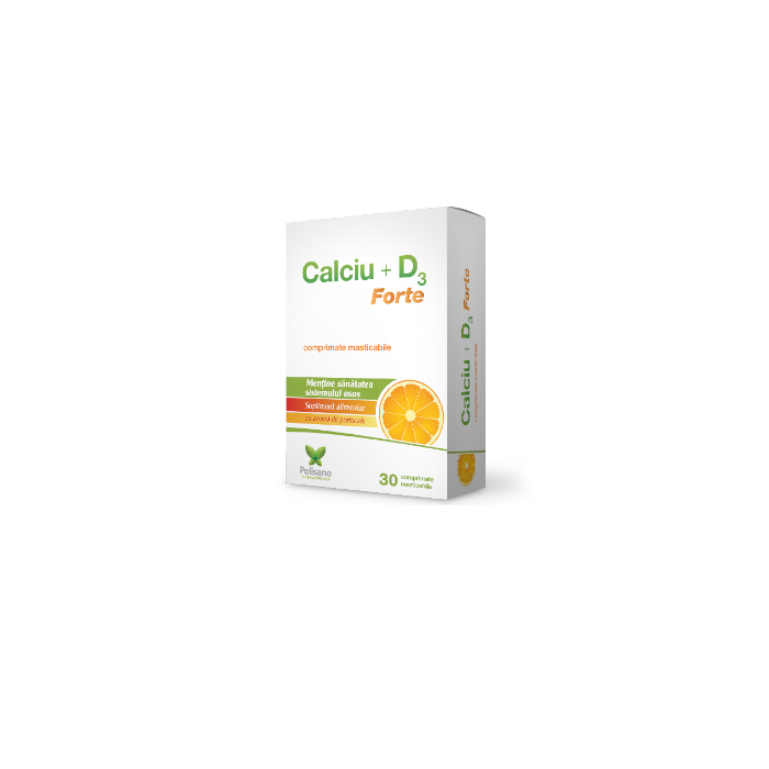 Calciu  D3 forte, 30 comprimate masticabile, Polipharma