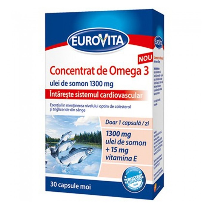 Eurovita Concentrat Omega 3 Vitaminele D3E, 30 cps moi, Omega Pharma