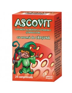 Ascovit 100mg capsuni, 20 cpr, Omega Pharma