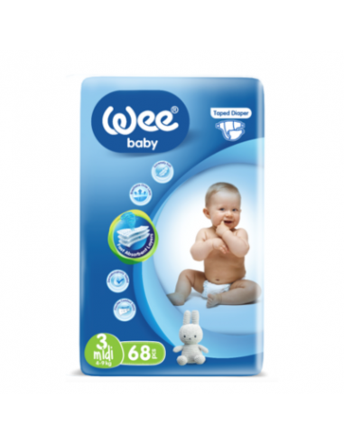 Scutece copii Midi marimea 3, 4-9kg, 68 bucati, Wee Baby