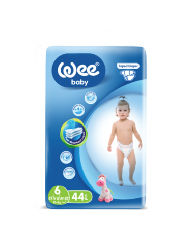 Scutece copii XLarge marimea 6, 15+kg, 44 bucati, Wee Baby