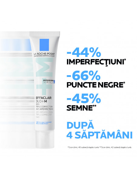 EFFACLAR DUO+M, Gel-cremă cu triplă acțiune de îngrijire, anti-imperfecțiuni, anti-recurență, 40ml
