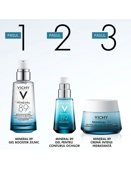 Mineral 89 Cremă Intens Hidratantă 72H, Cu Acid Hialuronic Si Niacinamidă, Ten Uscat, 50 Ml, Vichy
