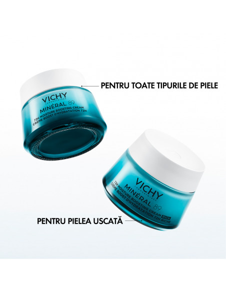 Mineral 89 Cremă Intens Hidratantă 72H, Cu Acid Hialuronic Si Niacinamidă, Ten Uscat, 50 Ml, Vichy