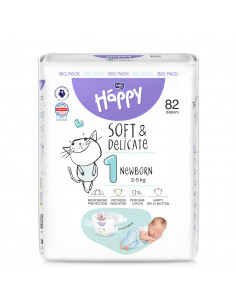 Happy scutece big new born nr 1. (2-5kg), 82 bucati,...