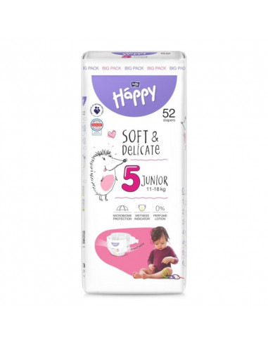 Happy scutece big junior nr. 5 (11-18kg), 52 bucati, BELLA ROMANIA IMPEX SRL
