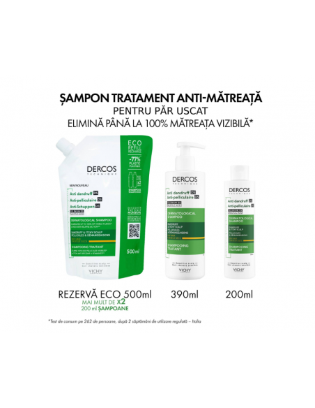 Vichy dercos sampon antimatreata par uscat, 390 ml, LA ROCHE-POSAY LABORAT FRANCE