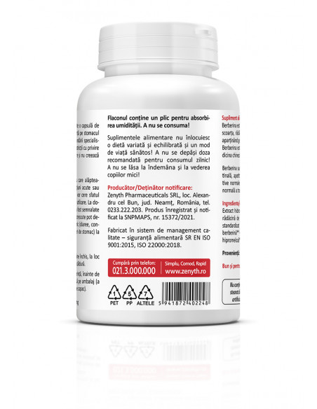 Berberine, 60 capsule, ZENYTH PHARMACEUTICALS