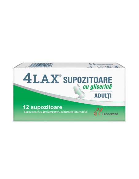 Supozitoare cu glicerina pentru adulti 4LAX, 12 supozitoare, Labormed Pharma Trading