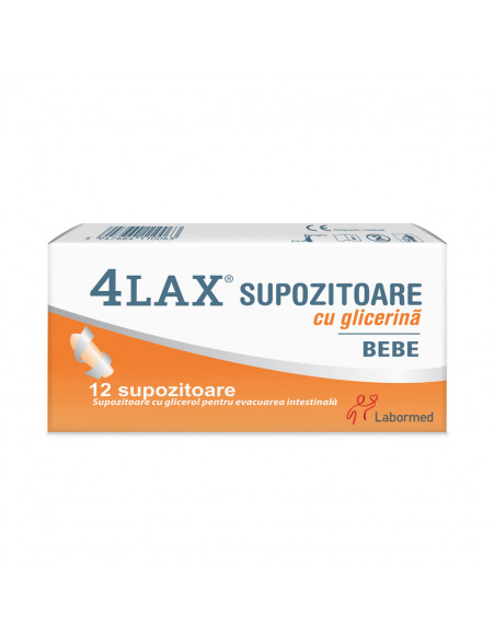 Supozitoare cu glicerina pentru bebelusi 4LAX, 12 supozitoare, Labormed Pharma Trading