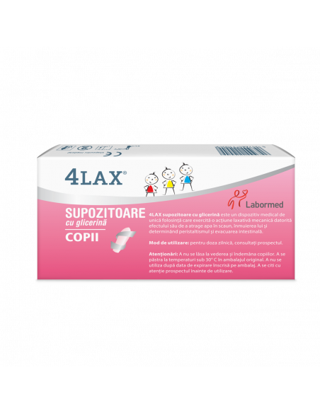 Supozitoare cu glicerina pentru copii 4LAX. 12 supozitoare, Labormed Pharma Trading