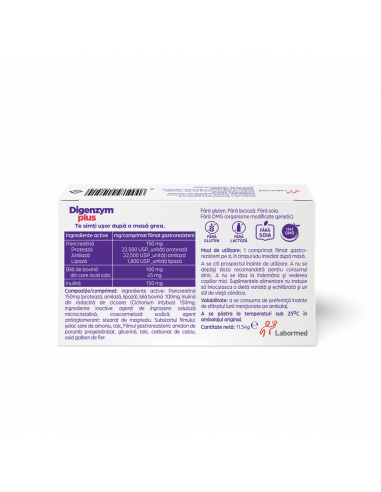 Digenzym plus fara zahar, 20 comprimate,...
