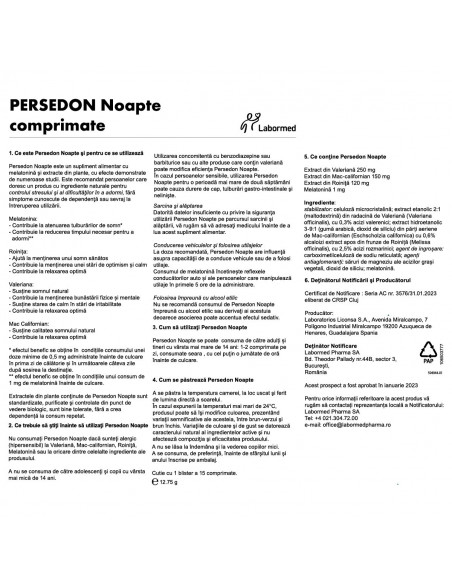 Persedon Noapte, 15 comprimate, Labormed Pharma Trading