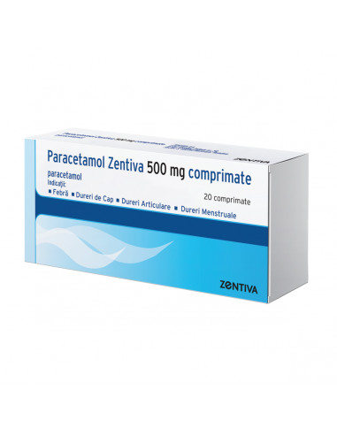 Paracetamol 500mg, 20 comprimate, Zentiva Sa...