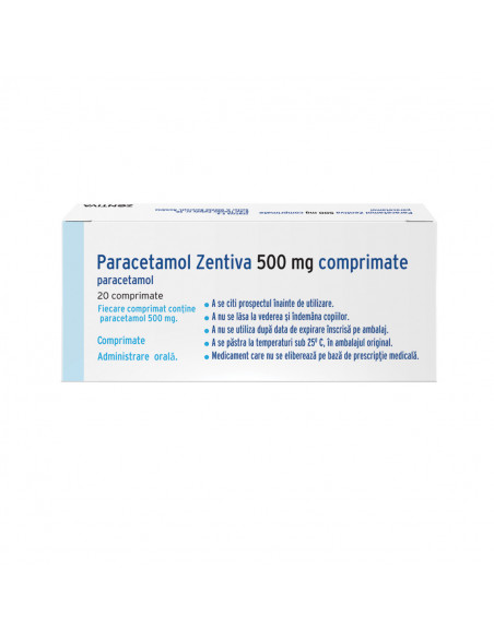 Paracetamol 500mg, 20 comprimate, Zentiva Sa (Romania)