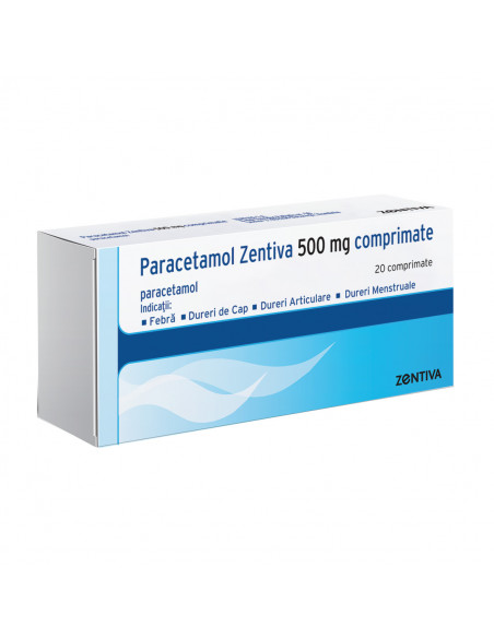 Paracetamol 500mg, 20 comprimate, Zentiva Sa (Romania)
