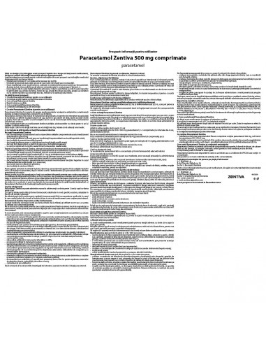 Paracetamol 500mg, 20 comprimate, Zentiva Sa...