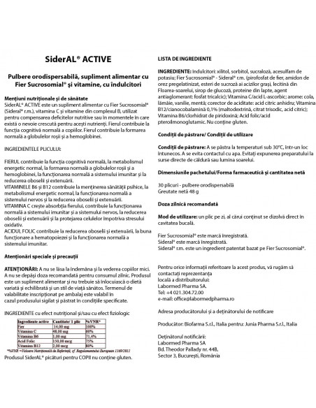 Sideral active, 30 plicuri granule orodispersabile, Labormed Pharma Trading