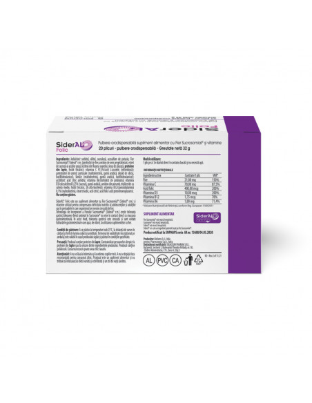 Sideral folic, 20 plicuri granule orodispersabile 32g, Labormed Pharma Trading