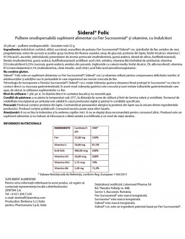 Sideral folic, 20 plicuri granule...