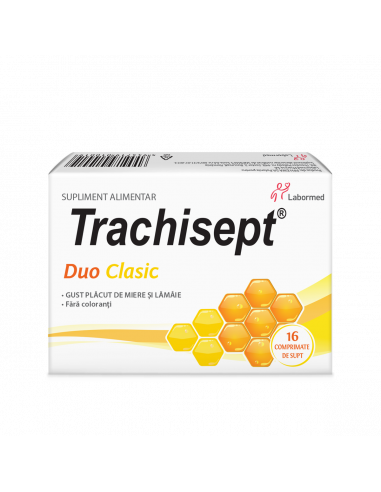 Trachisept duo clasic cu miere si lamaie, 16...
