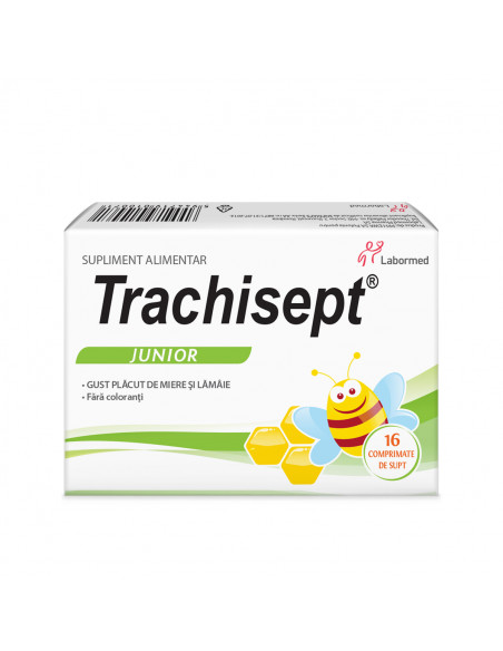 Trachisept junior cu miere si lamaie,16 comprimate, Labormed Pharma Trading