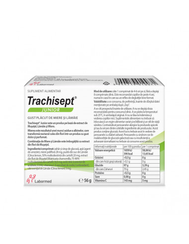 Trachisept junior cu miere si lamaie,16...