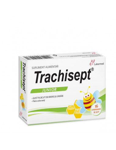 Trachisept junior cu miere si lamaie,16...