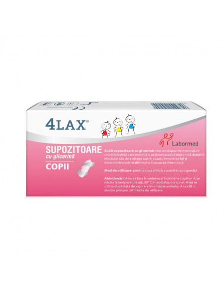 4Lax supozitoare cu glicerină pentru copii, 12 supozitoare