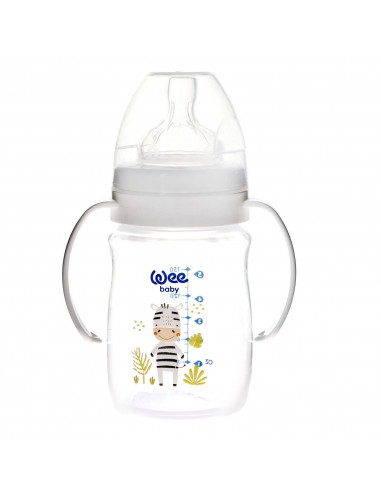 Biberon din PP 150 ml cu manere, model Safari si tetina din silicon ANTI-COLIC nr. 1 - cod 483