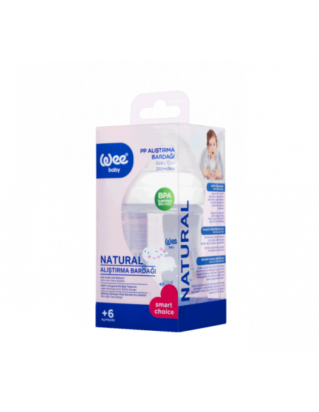 Pahar din plastic cu tetina rotunda si accesoriu pentru invatare, cod 297