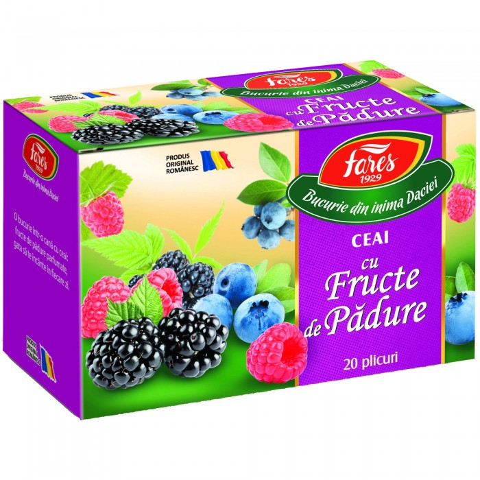 Ceai Aromfruct cu fructe de padure, 20 plicuri, Fares