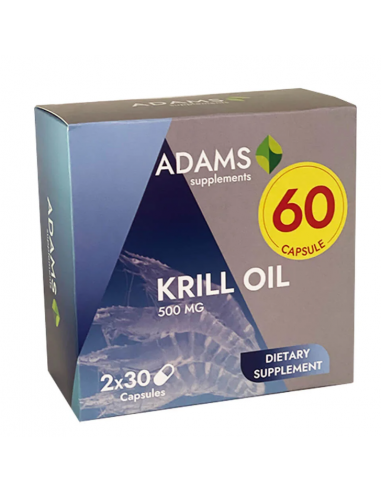 Pachet 1+1 Krill Oil 500mg, 2x30 capsule, Adams