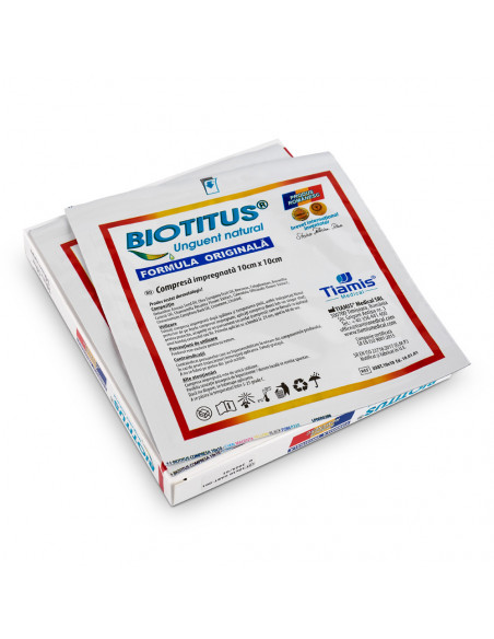 Biotitus compresa impregnata formula originala 10x10cm, 10bucati, TIAMIS MEDICAL