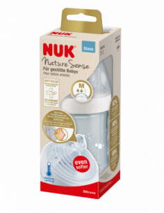 Biberon din sticla cu tetina din silicon marimea M Nature...