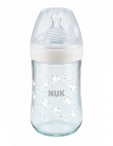 Biberon din sticla cu tetina din silicon...
