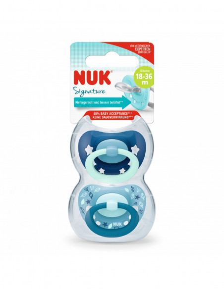 Suzeta Signature din silicon m3 18-36luni, 2 bucati, NUK BABY PRODUCT GmbH