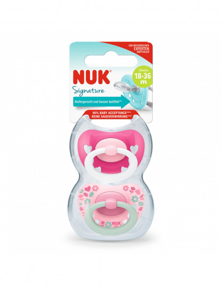Suzeta Signature din silicon m3 18-36luni, 2 bucati, NUK BABY PRODUCT GmbH