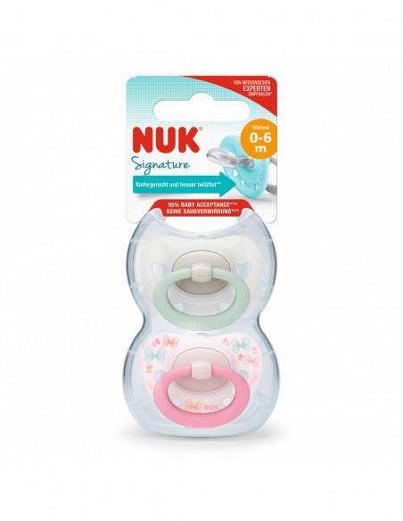 Suzeta Signature din silicon m1 0-6 luni, 2 bucati, NUK BABY PRODUCT GmbH