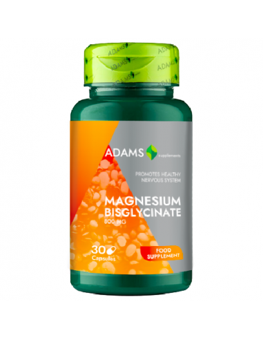 Bisglicinat de Magneziu 800mg, 30 capsule, Adams