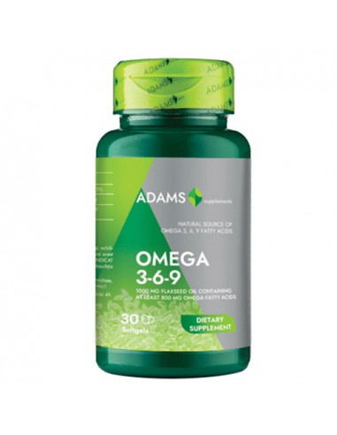 Flaxseed Oil, Omega 3-6-9, 30 capsule, Adams