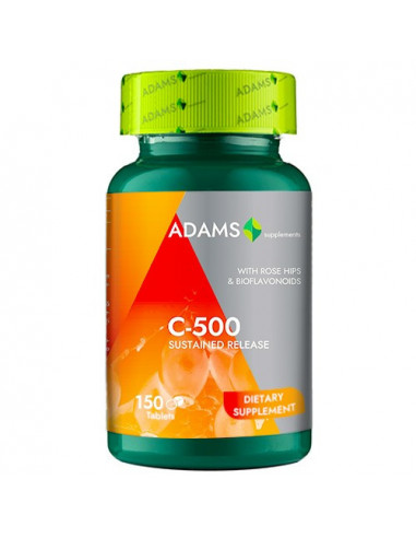 Vitamina C-500 cu macese, 150 tablete, Adams